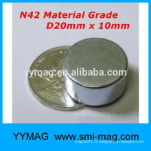 N42 Ni film NdFeB D20x10mm Magnet